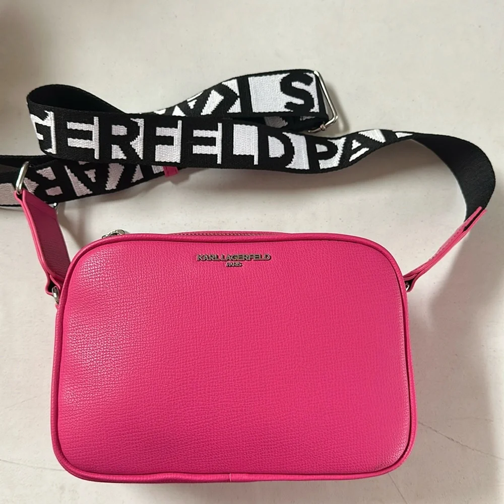 NWT Karl Lagerfeld backpack, hot pink NWT KARL LAGERFELD PARIS Hot Pink Logo New Crossbody/Camera  main image 4